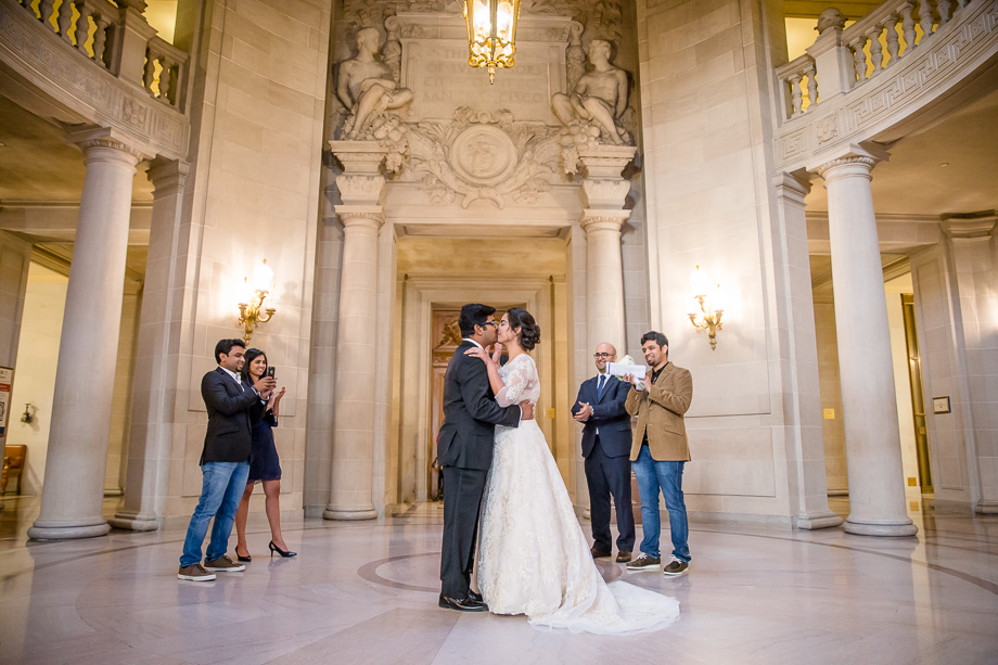 romantic San Francisco City Hall wedding ceremony bay area natural light wedding photographer