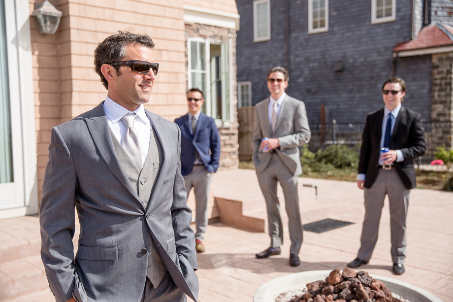 groom looking cool with his buddies