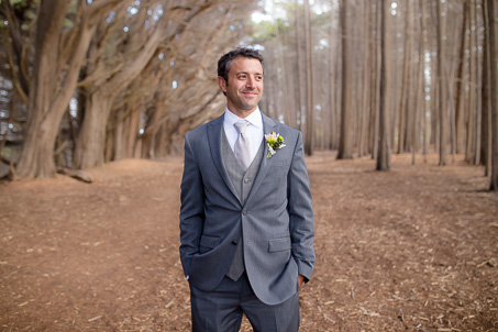 Grooms portrait at a beachside forest