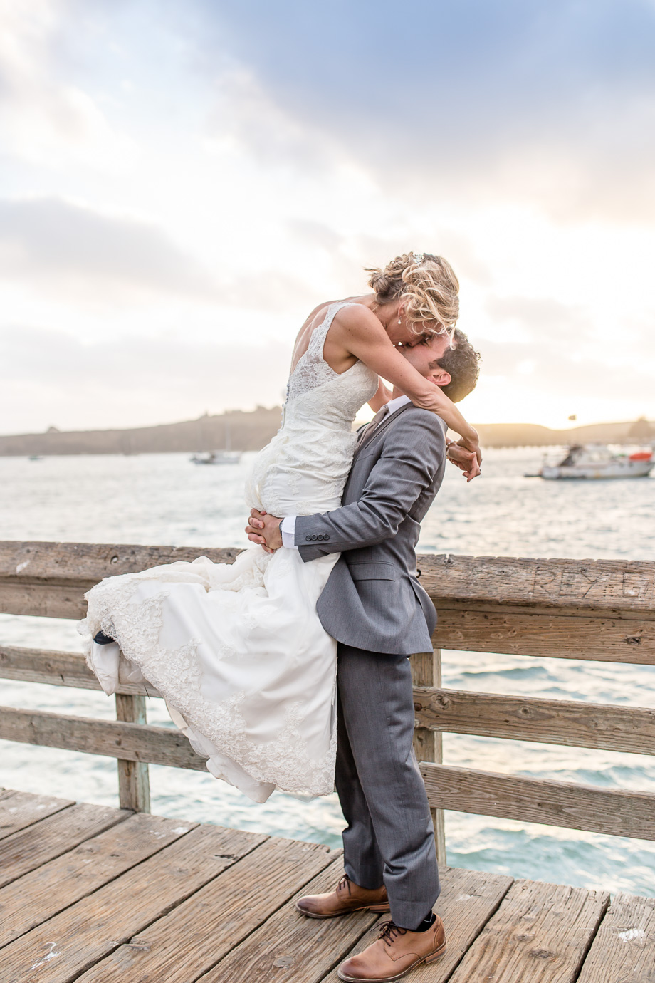 romantic jetty sunset wedding photo in Half Moon Bay - Mavericks Event Center real wedding