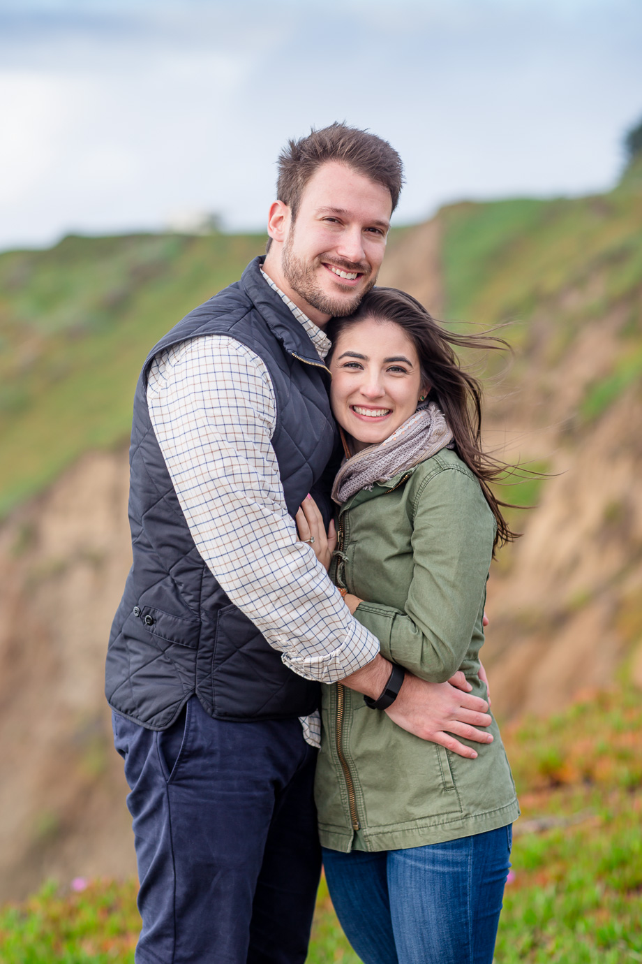 newly engaged couple at mussel rock - portrait photographer