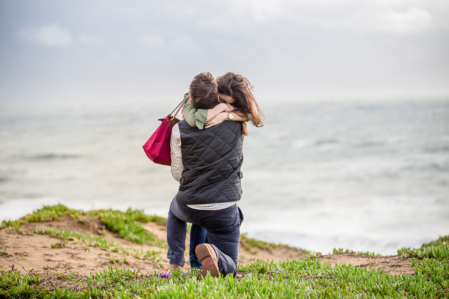 emotional surprise marriage proposal by the Pacific Ocean