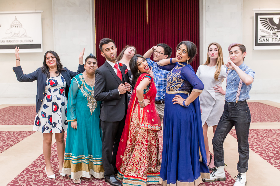 funny group photo at San Francisco city hall