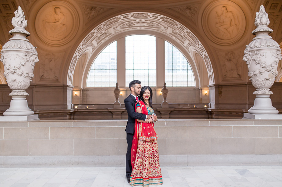 San Francisco City Hall soft and romantic natural light wedding photo