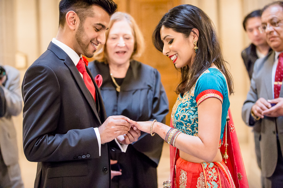 ring exchange at the city hall in front of their loved ones