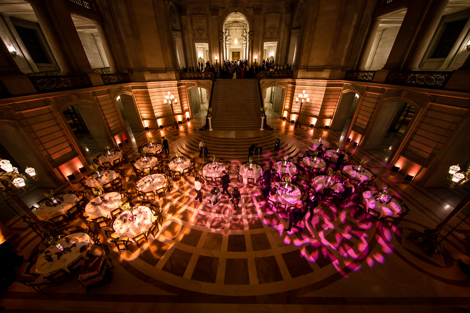 wedding reception setup at San Francisco city hall