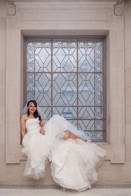 bridal portrait by the window