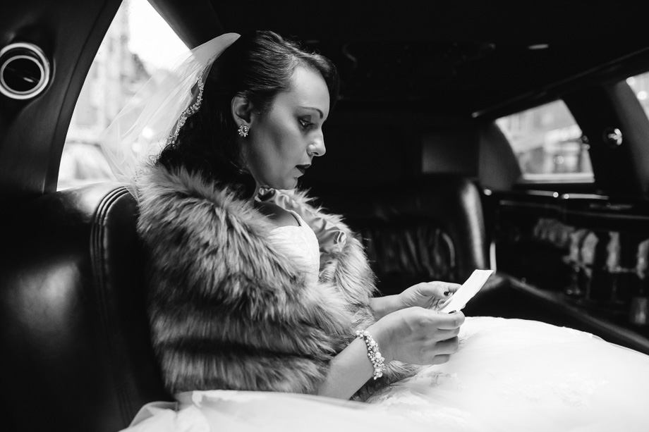 Inside the limo driving to San Francisco city hall for their big wedding