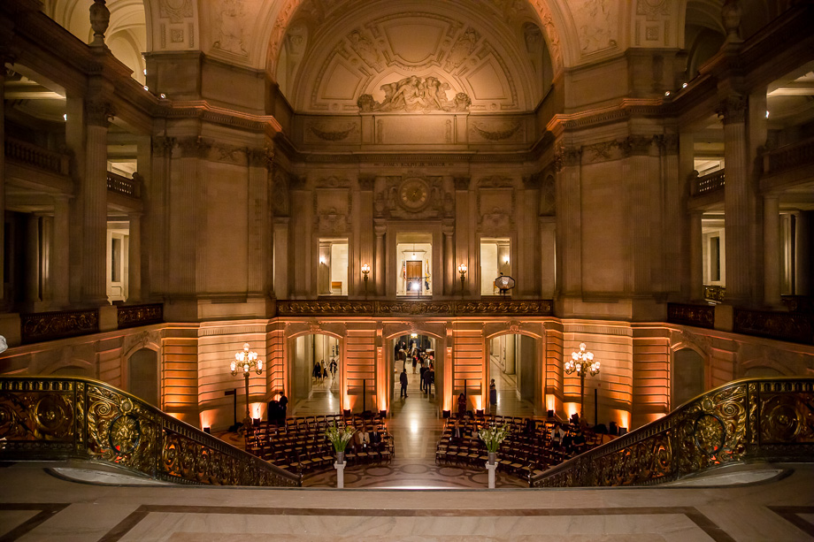 San Francisco City Hall night wedding ceremony setup