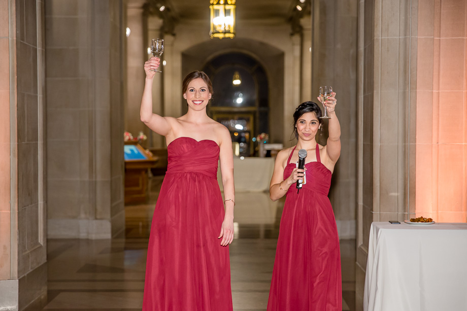 bridesmaids giving toasts