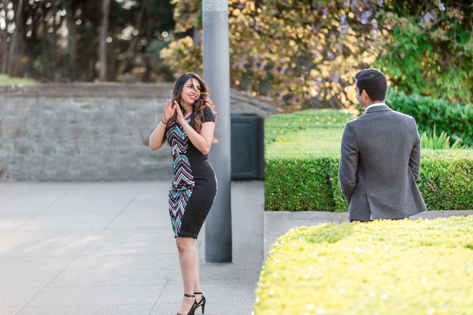 she turns around and notices