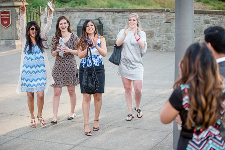 girl friends coming back to congratulate the couple