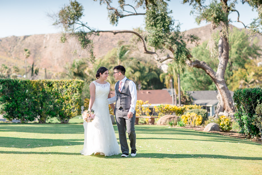 golf course wedding bride and groom candid photo - san francisco wedding photographer