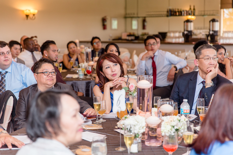 guests enjoying wedding speeches