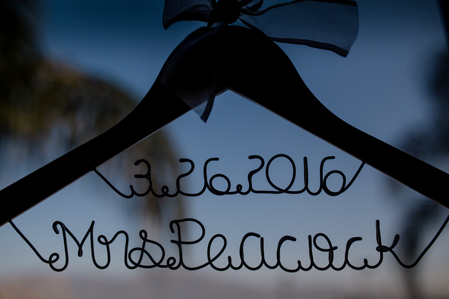 customized wedding dress hanger with wedding date and last name