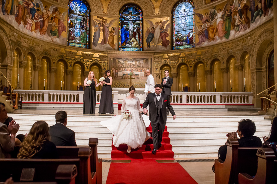 bride and groom exiting wedding ceremony