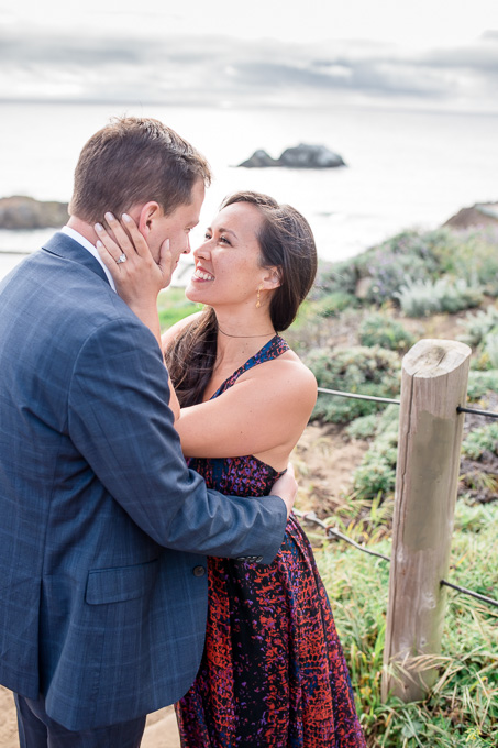 Presidio hiking trail engagement picture
