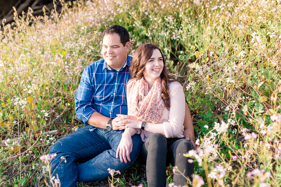 flower field engagement photo