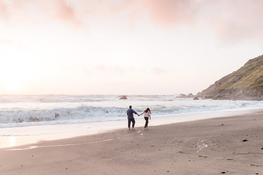 Pacific Coastline sunset engagement photo at Pacifica Linda Mar Beach
