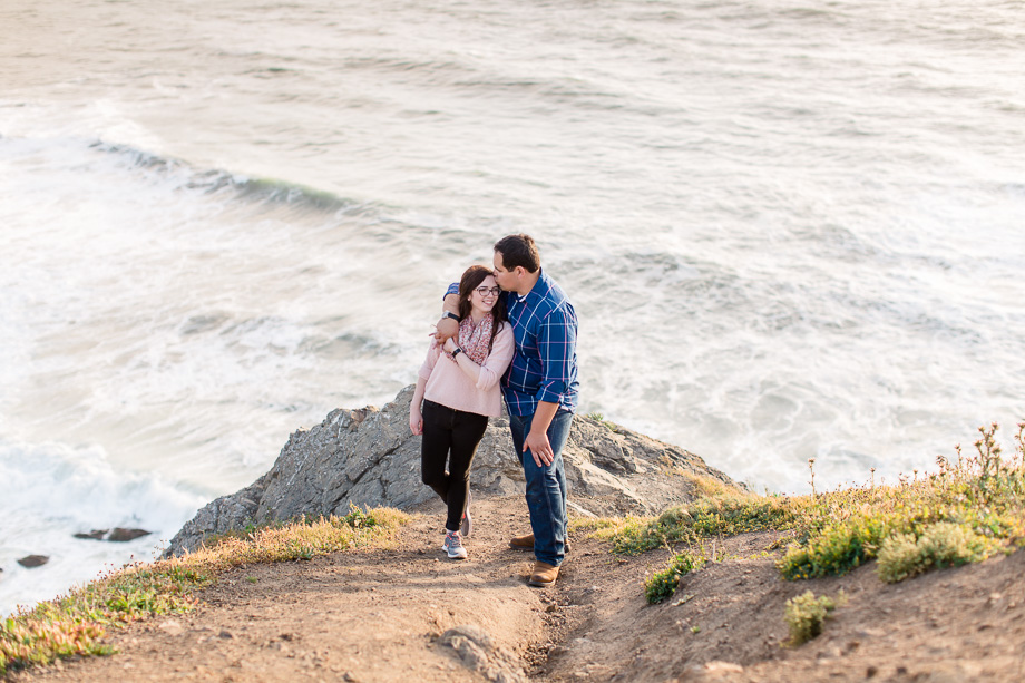 Pacifica Linda Mar Beach cliffside engagement photo