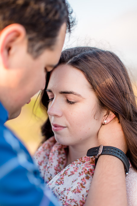 close-up intimate shot of bride-to-be with her groom-to-be