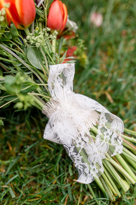 bouquet wrapped by beautiful lace