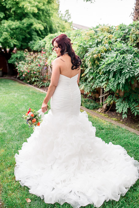 back of bride's wedding dress