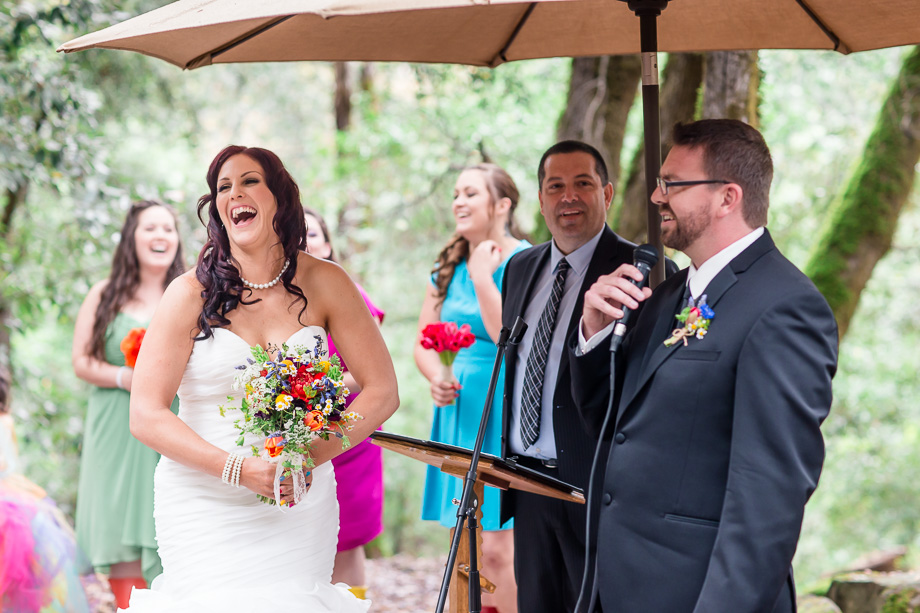 funny vows given by the groom - California woodside wedding ceremony