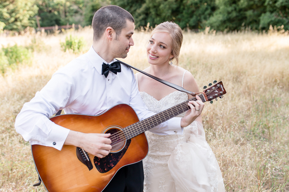 groom singing to his bride serenading