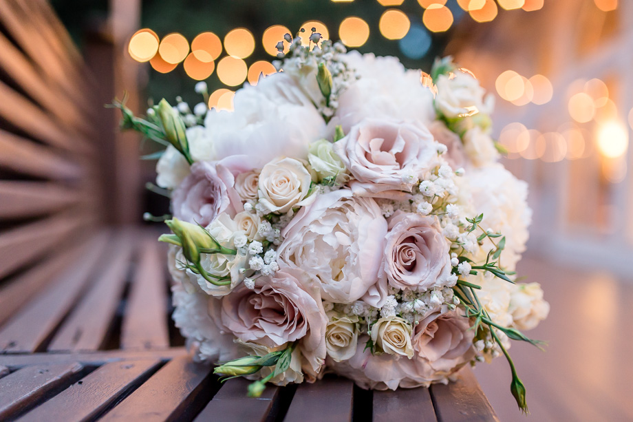 bridal bouquet at night
