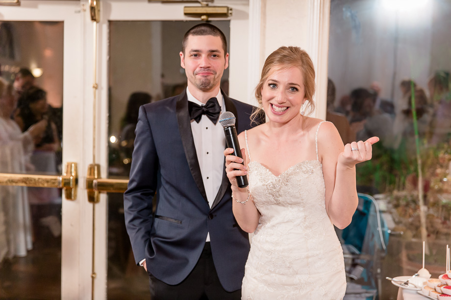 bride and groom giving thank-you speech