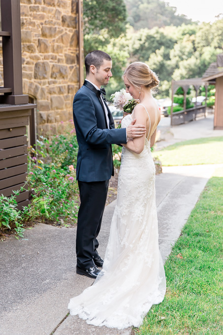 newlyweds sweet candid moment alone right after their ceremony