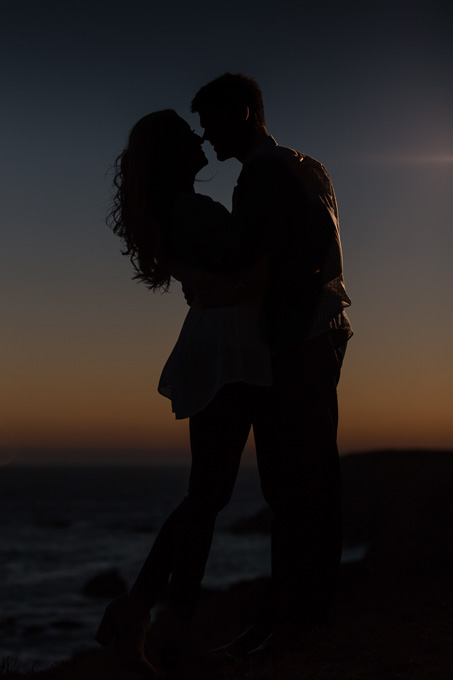 stunning silhouette engagement photo on a cliff by the ocean in Sausalito