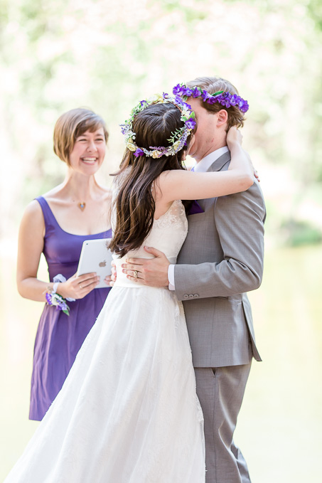 Yosemite real wedding - a passionate first kiss after being announced as husband and wife