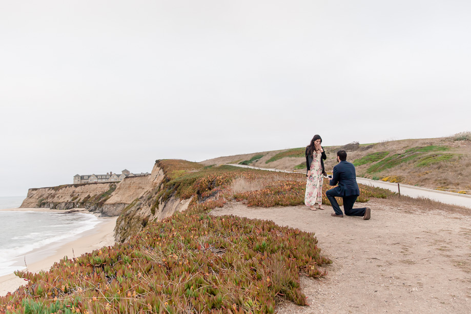 surprise engagement proposal at half moon bay ritz carlton