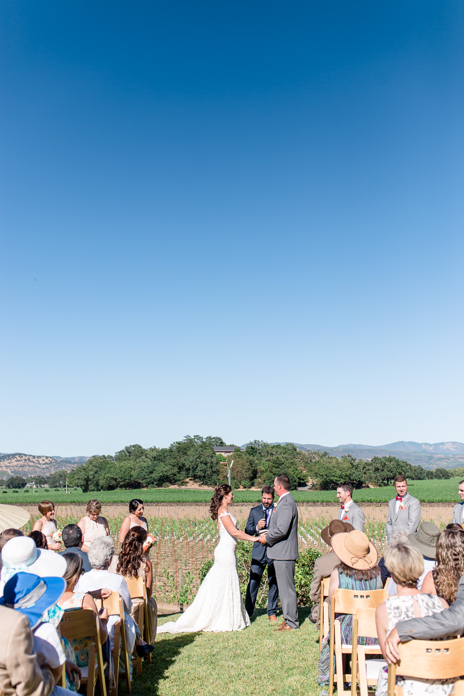 wedding ceremony overlooking the vineyards