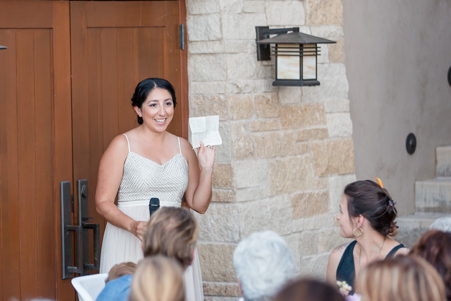 brides sister making a toast