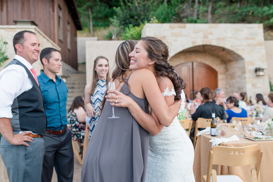 bride hugging her besties
