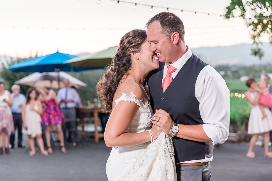 a happy moment at the newlyweds first dance