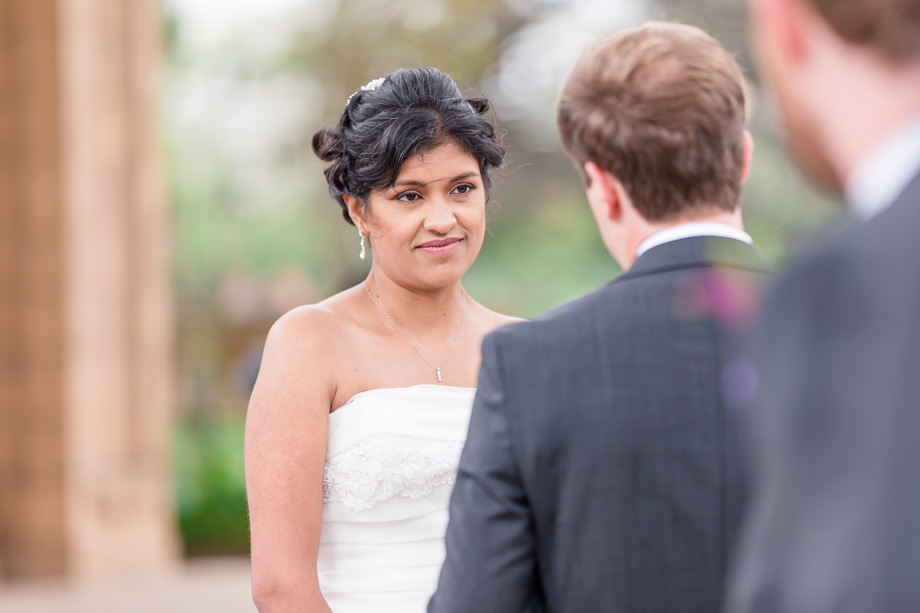 bride is touched by grooms vows