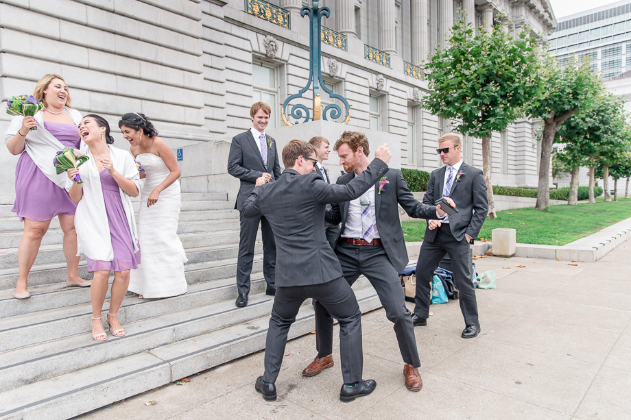 funny candid moment with the bridal party