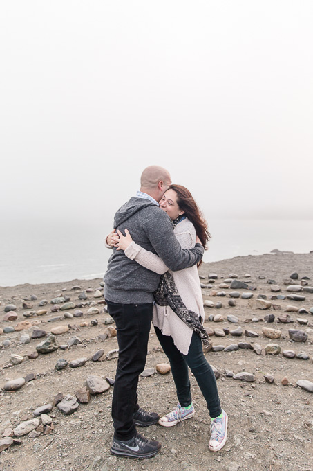 a hug to celebrate their engagement