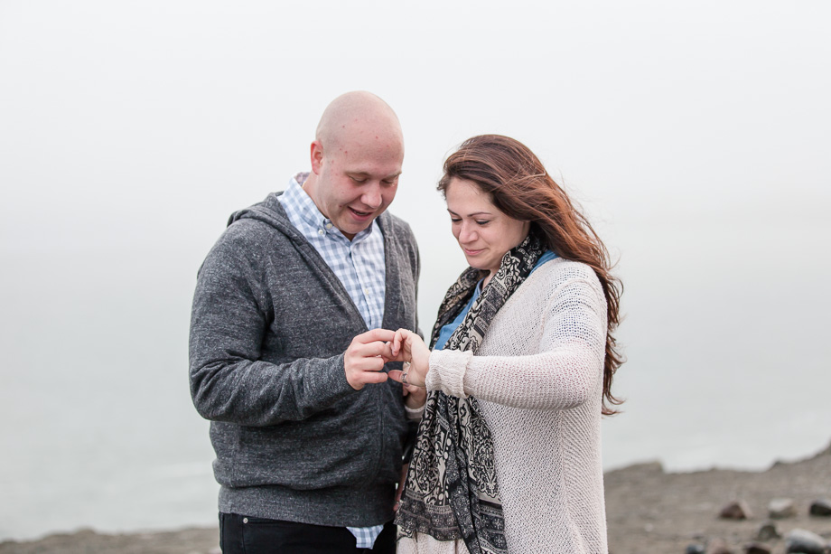 checking out the beutiful engagement ring