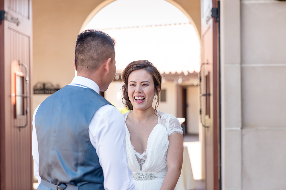 a happy wedding first look