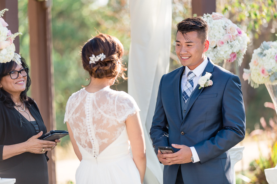 groom reading his touching and funny vows