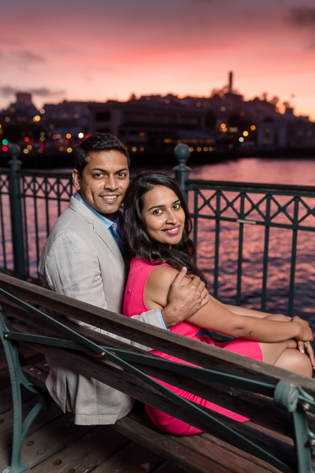 beautiful sunset colors along the pier at the Embarcadero