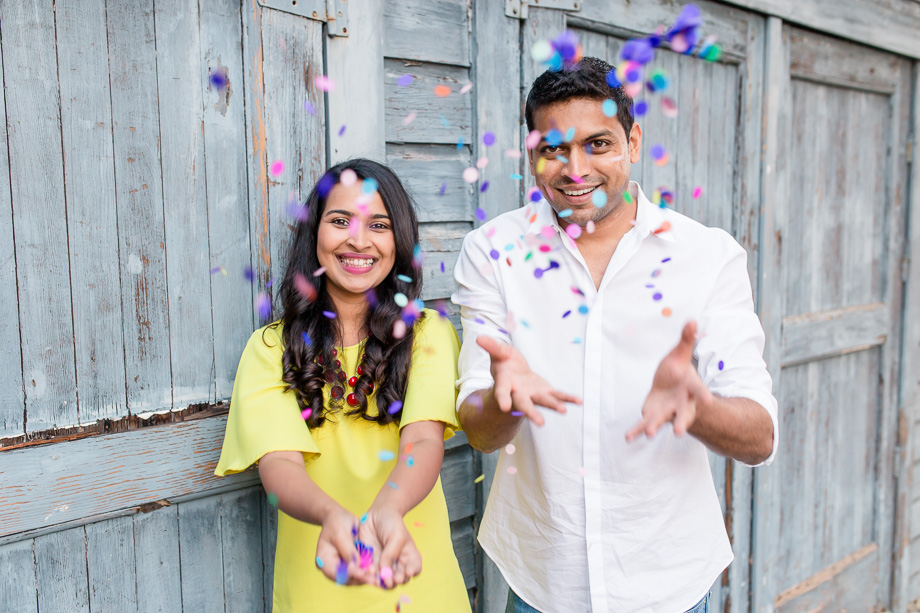 San Francisco colorful and fun confetti engagement photo