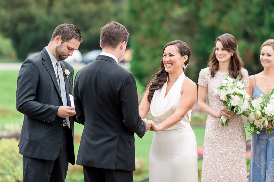 happy couple tying the knot
