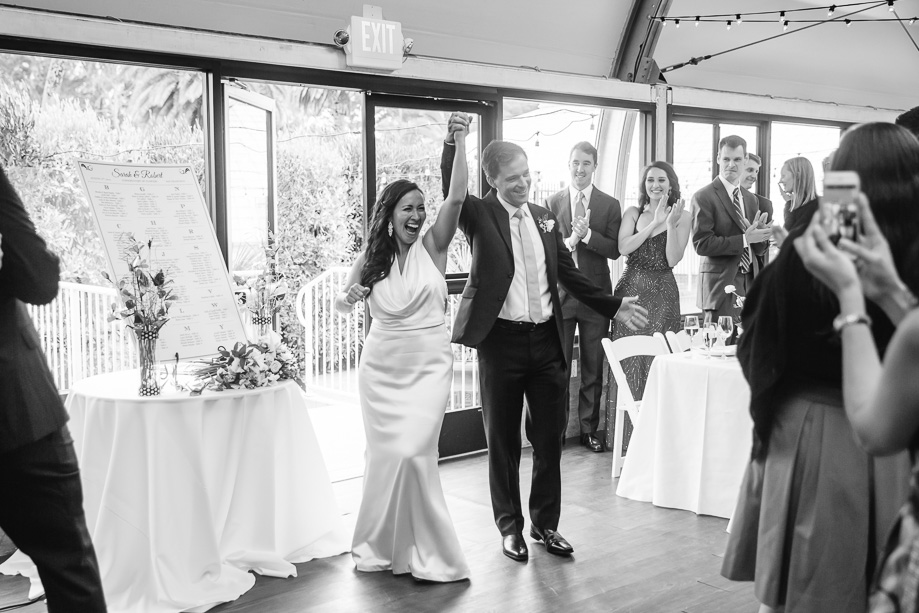 bride and groom made their entrance to the dinner
