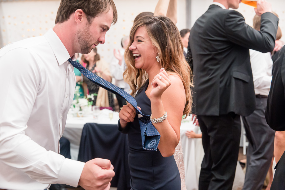 wedding guests having fun